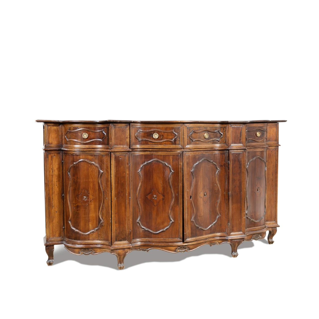 Appraisal: LOUIS XV STYLE PROVINCIAL WALNUT SIDEBOARD Continental Italian or French