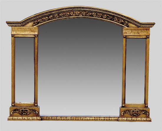 Appraisal: Continental carved giltwood overmantle mirror arched crest over conforming central