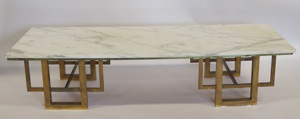 Appraisal: Midcentury Marble Top Coffee Table with Metal Feet Possibly Tommi