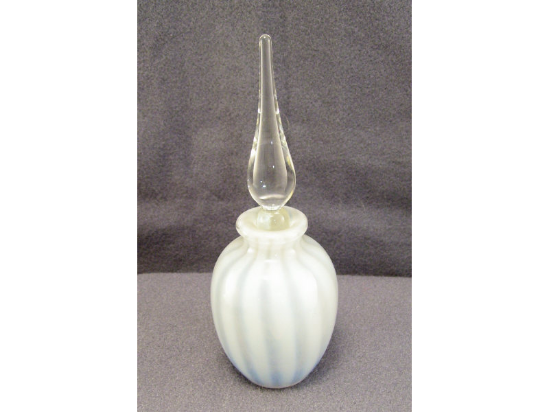 Appraisal: Lundberg Studios Art Glass Scent Bottle White opalescent striped design