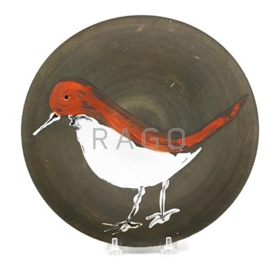 Appraisal: PABLO PICASSO - MADOURA Enameled earthenware plate Bird no France