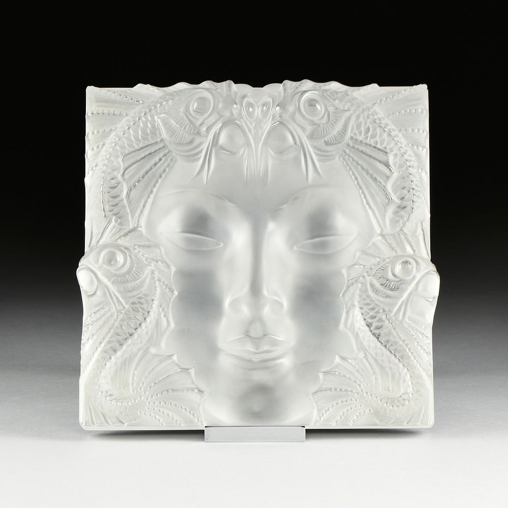 Appraisal: A LALIQUE MASQUE DE FEMME FROSTED CRYSTAL PANEL ENGRAVED SIGNATURE