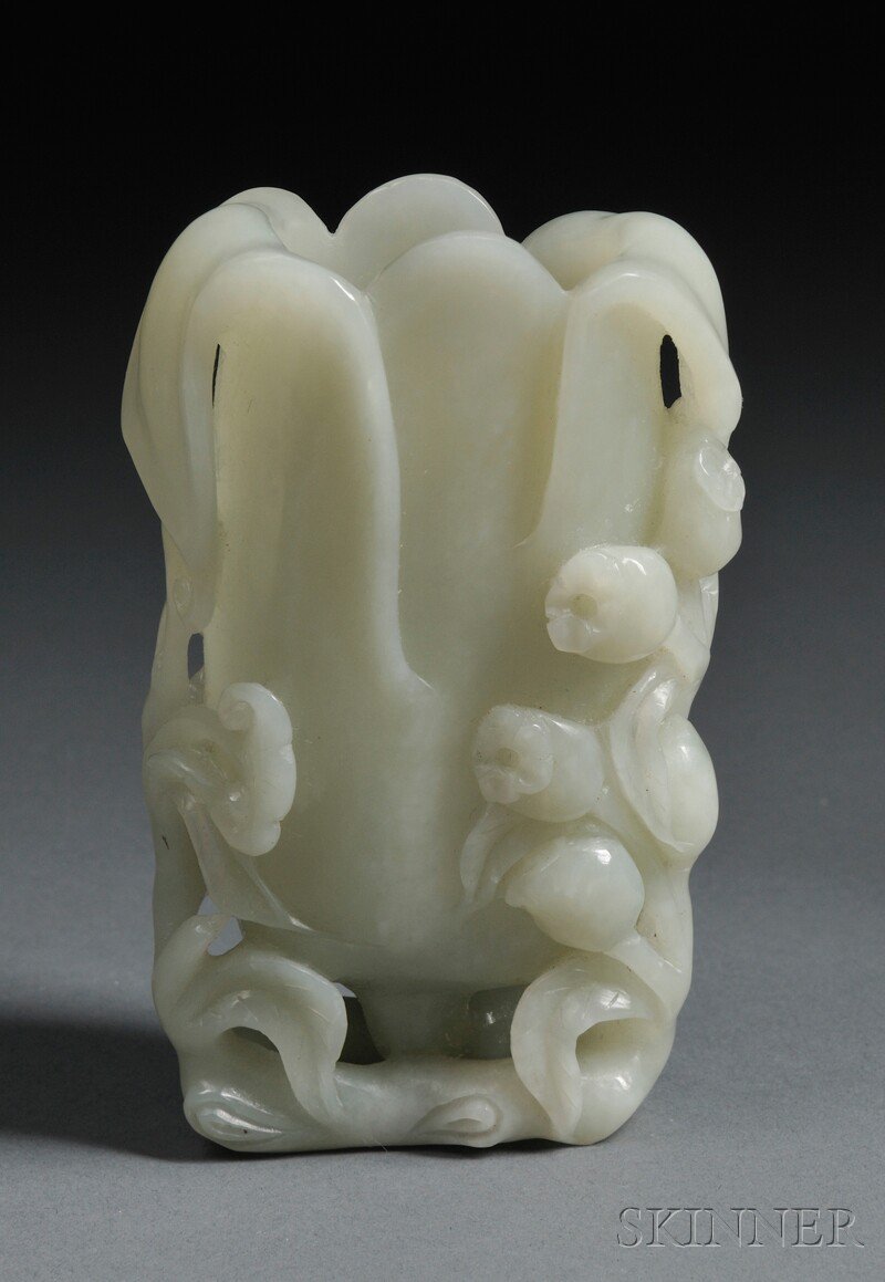 Appraisal: Stone Vase China th th century carved in the form