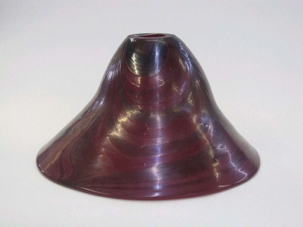 Appraisal: Ruby glass light shade with feathered decoration