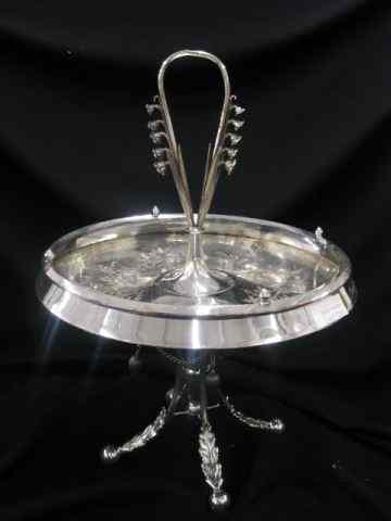 Appraisal: Meridan Victorian Silverplate Basket central handle with lily of the