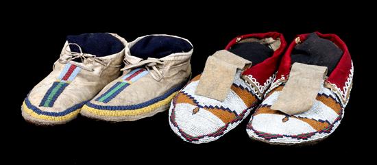 Appraisal: Sale Lot Two Pairs of Moccasins circa including a soft