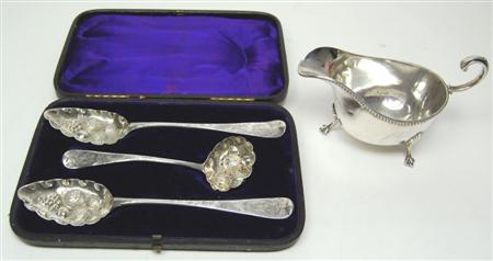 Appraisal: A cased matched set of silver berry spoons various makers