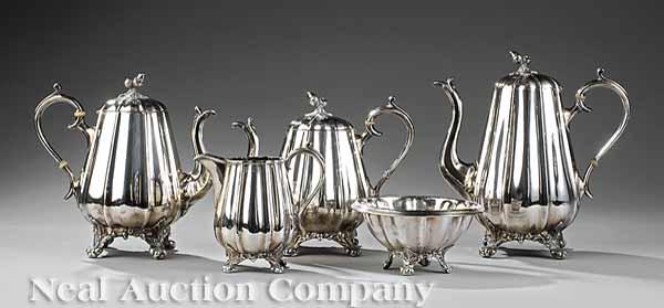 Appraisal: A Five-Piece Reed and Barton Silverplate Coffee and Tea Service