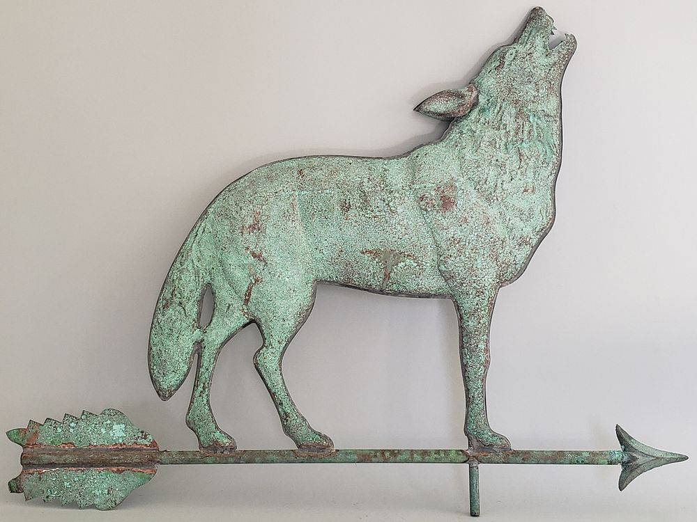 Appraisal: Contemporary Copper Coyote Wolf Weathervane Contemporary Copper Coyote Wolf Weathervane