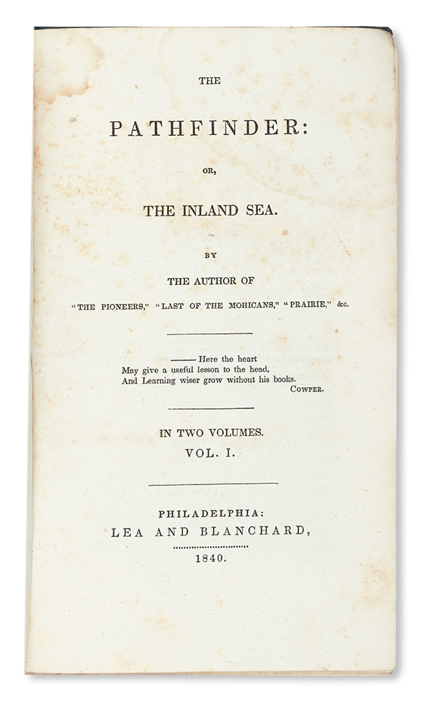 Appraisal: COOPER JAMES FENIMORE The Pathfinder or The Inland Sea volumes