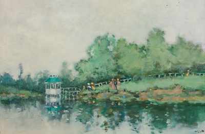 Appraisal: Frederick Hale McDuff American - Gazebo Oil on canvas signed