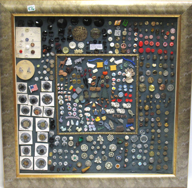 Appraisal: FRAMED BUTTON COLLECTION consisting of Victorian and contemporary buttons made