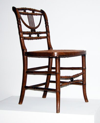 Appraisal: Artist Title Pair Regency Faux-Bamboo Side Chairs with residual polychrome