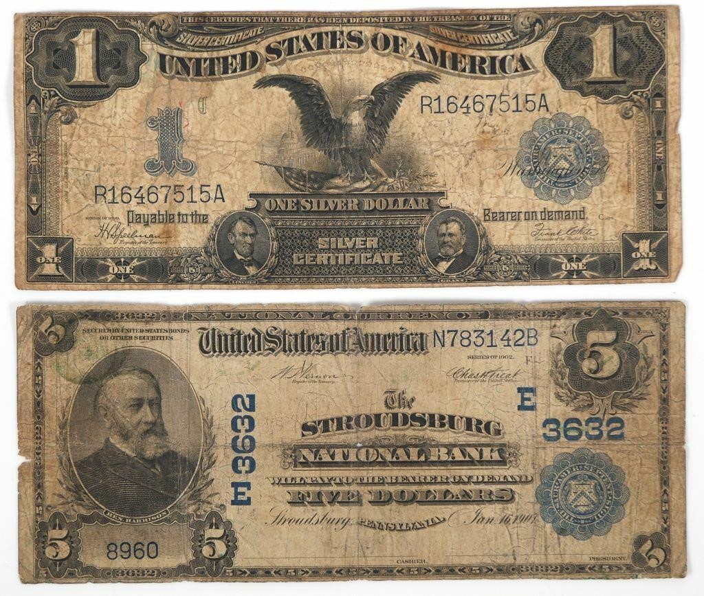 Appraisal: Estate collection of US banknotes in various denominations and dollar