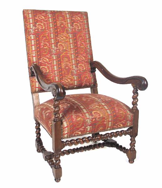 Appraisal: A Louis XIII style upholstered armchair th century height in