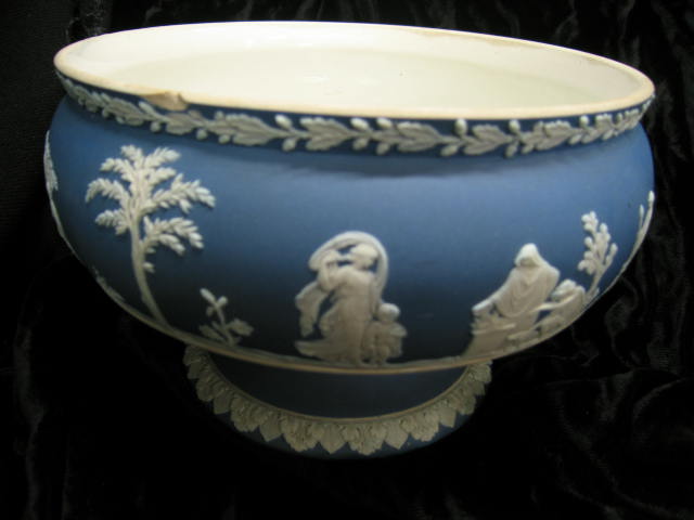 Appraisal: Wedgwood Deep Blue Jasperware Pedestal Bowl edge chip