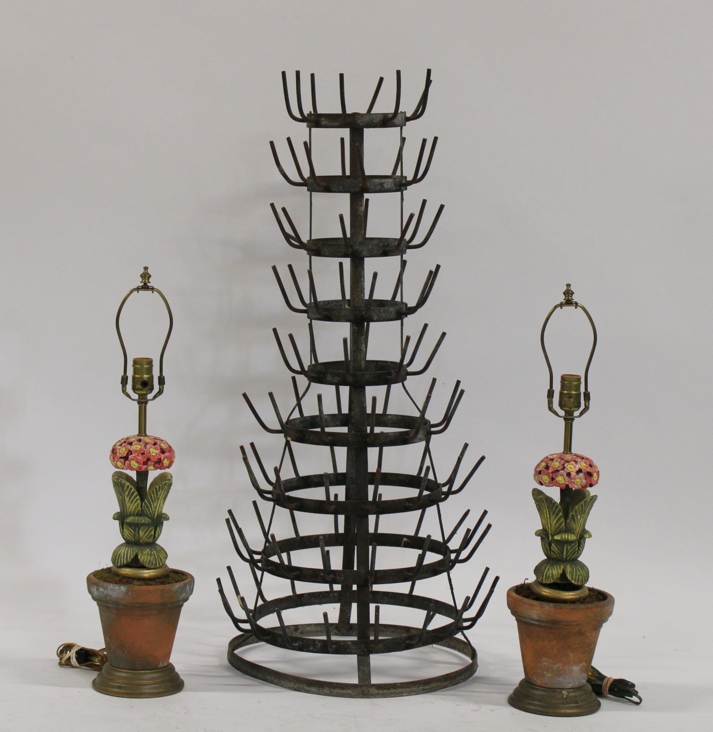 Appraisal: A VINTAGE PAIR OF CARVED WOOD LAMPS TOGETHER WITH A