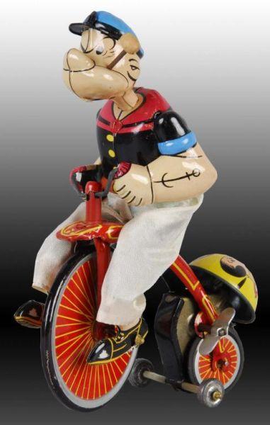 Appraisal: Linemar Mechanical Popeye Cyclist Toy Description Original box Wind-up working