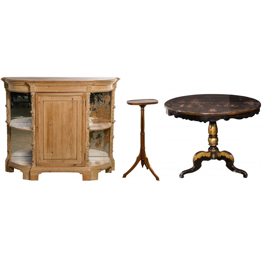 Appraisal: LIVING ROOM FURNITURE ASSORTMENT wood items including a round table