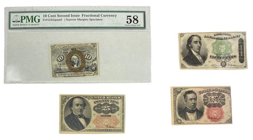 Appraisal: Different US Currency Fractional NotesCollection of Four Different Higher Grade