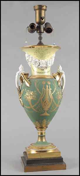 Appraisal: PARIS PORCELAIN URN FITTED AS A TABLE LAMP Bearing applied