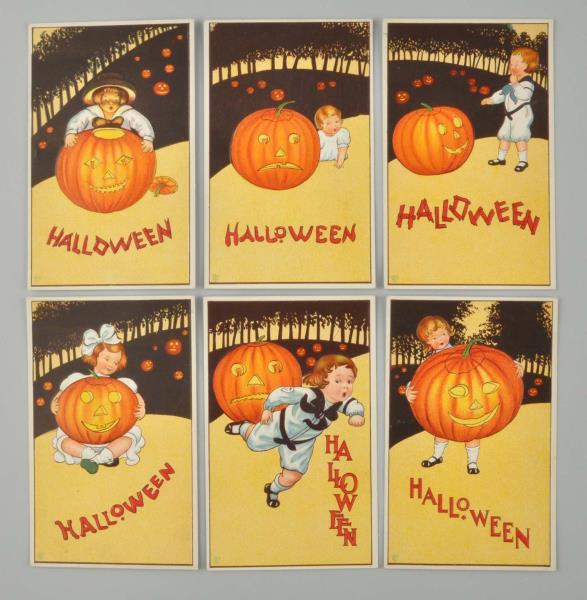 Appraisal: Stecher Halloween Postcard Set This set of six Stecher Halloween