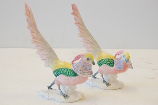 Appraisal: PAIR CROWN STAFFORDSHIRE EXOTIC BIRD FIGURES ONE A F