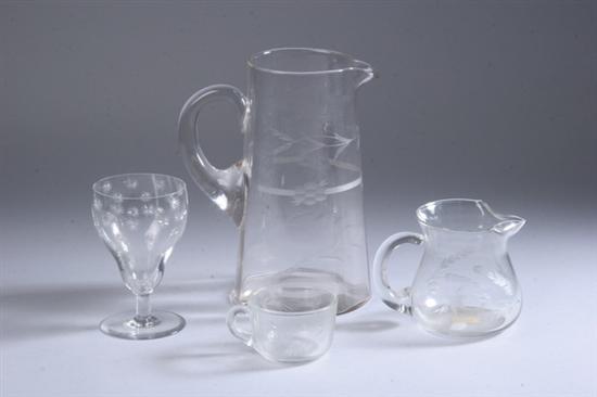 Appraisal: PIECES GLASSWARE Etched and cut glass including nine wine glasses