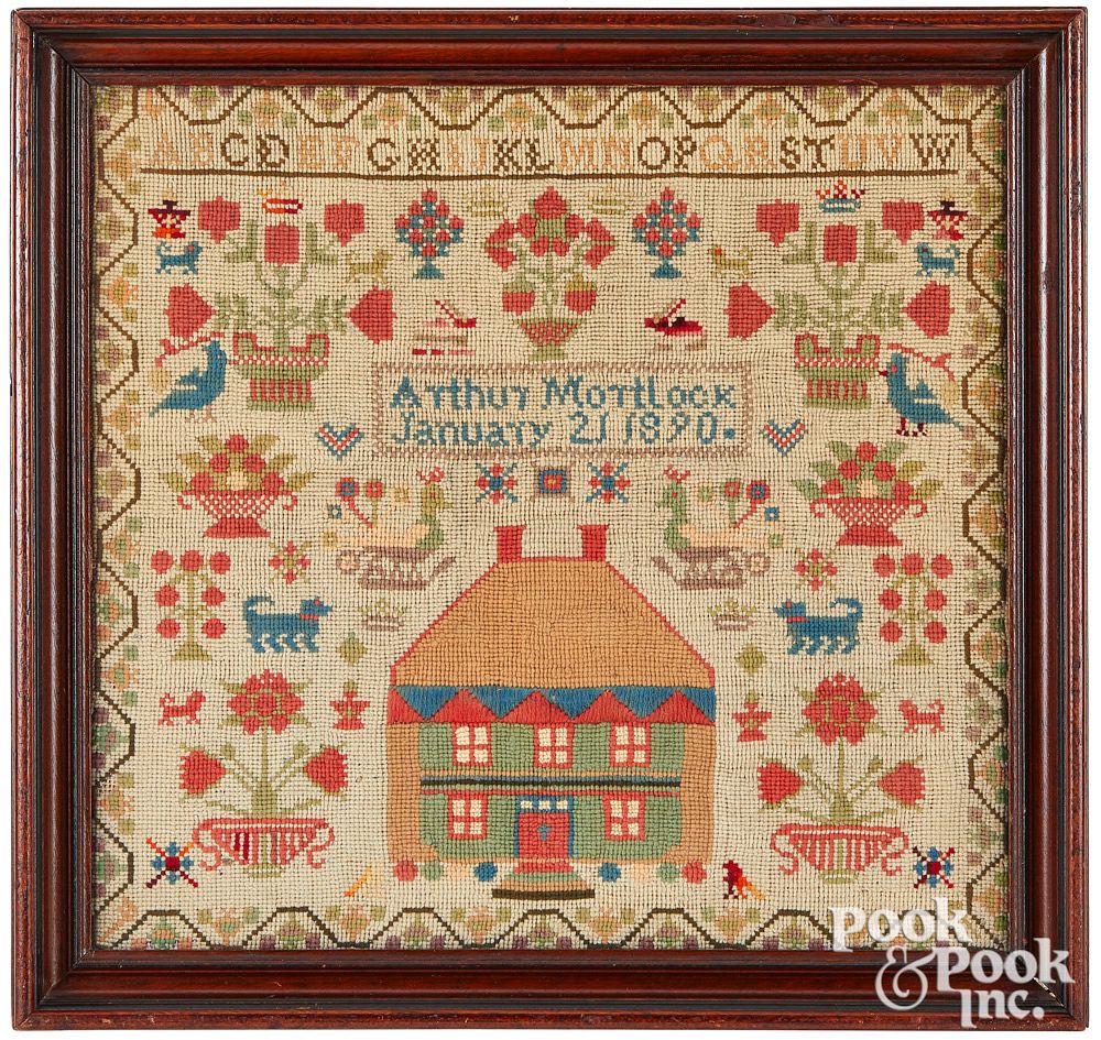 Appraisal: Woolhouse sampler wrought by schoolboy Woolhouse sampler dated wrought by