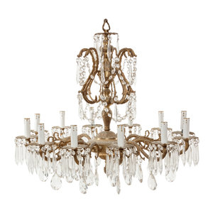 Appraisal: A Continental Gilt Metal Twelve-Light Chandelier th Century Height inches