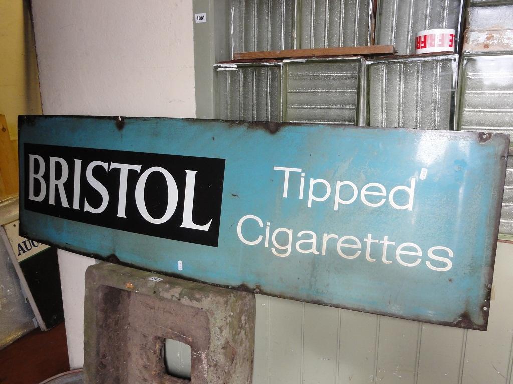 Appraisal: An enamel sign of rectangular form advertising Bristol Tipped cigarettes