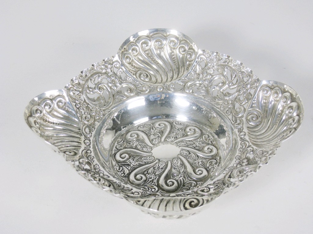 Appraisal: A Victorian shaped square Dish floral pierced and embossed with