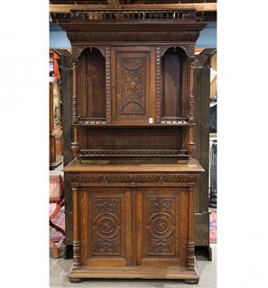 Appraisal: French Henri II carved walnut buffet a deux corps French