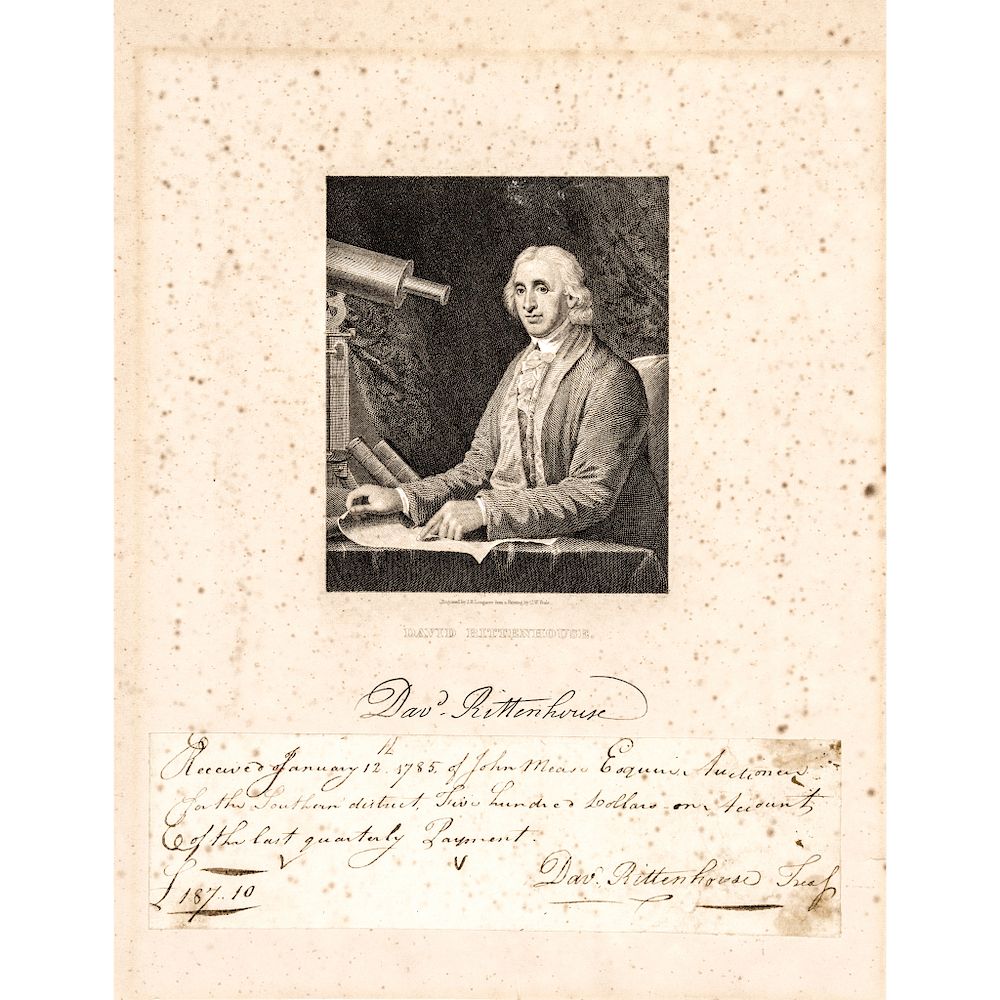 Appraisal: David Rittenhouse Signed Manuscript Document From John Mease PA Auctioneer