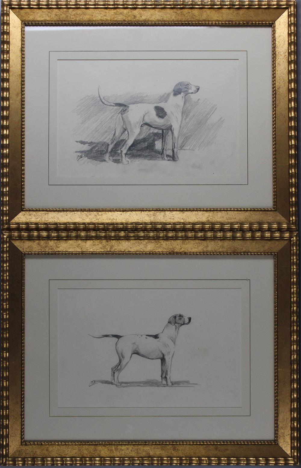 Appraisal: MICHAEL LYNE BRITISH - A SET OF THREE POINTERS Graphite