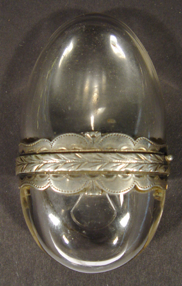 Appraisal: th century rock crystal egg shaped scent bottle with chased