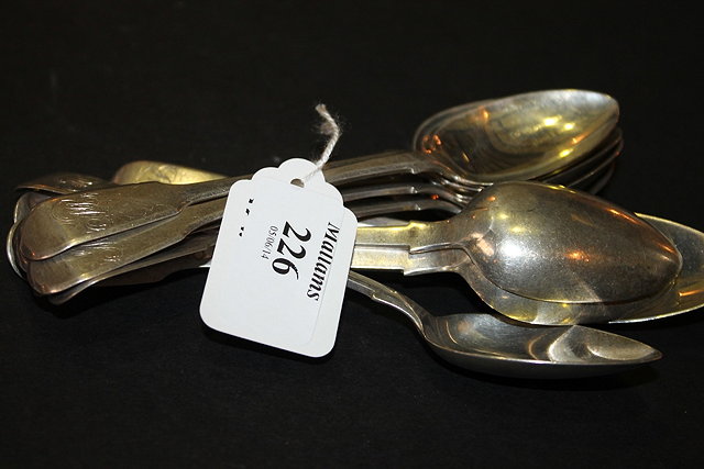 Appraisal: A COLLECTION OF TWELVE FIDDLE PATTERN SILVER TEASPOONS different dates