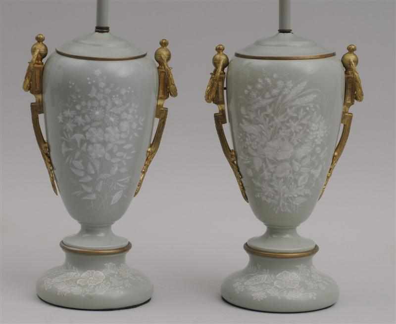 Appraisal: PAIR OF LOUIS XVI STYLE GILT-BRONZE MOUNTED P TE-SUR-P TE