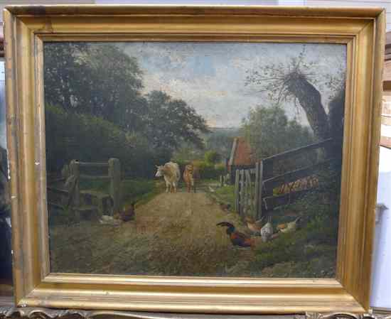 Appraisal: Manner of Sidney Cooper oil on canvas Cattle approaching a