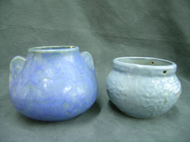 Appraisal: Two pieces of blue pottery including unmarked salt-glazed diameter hanging