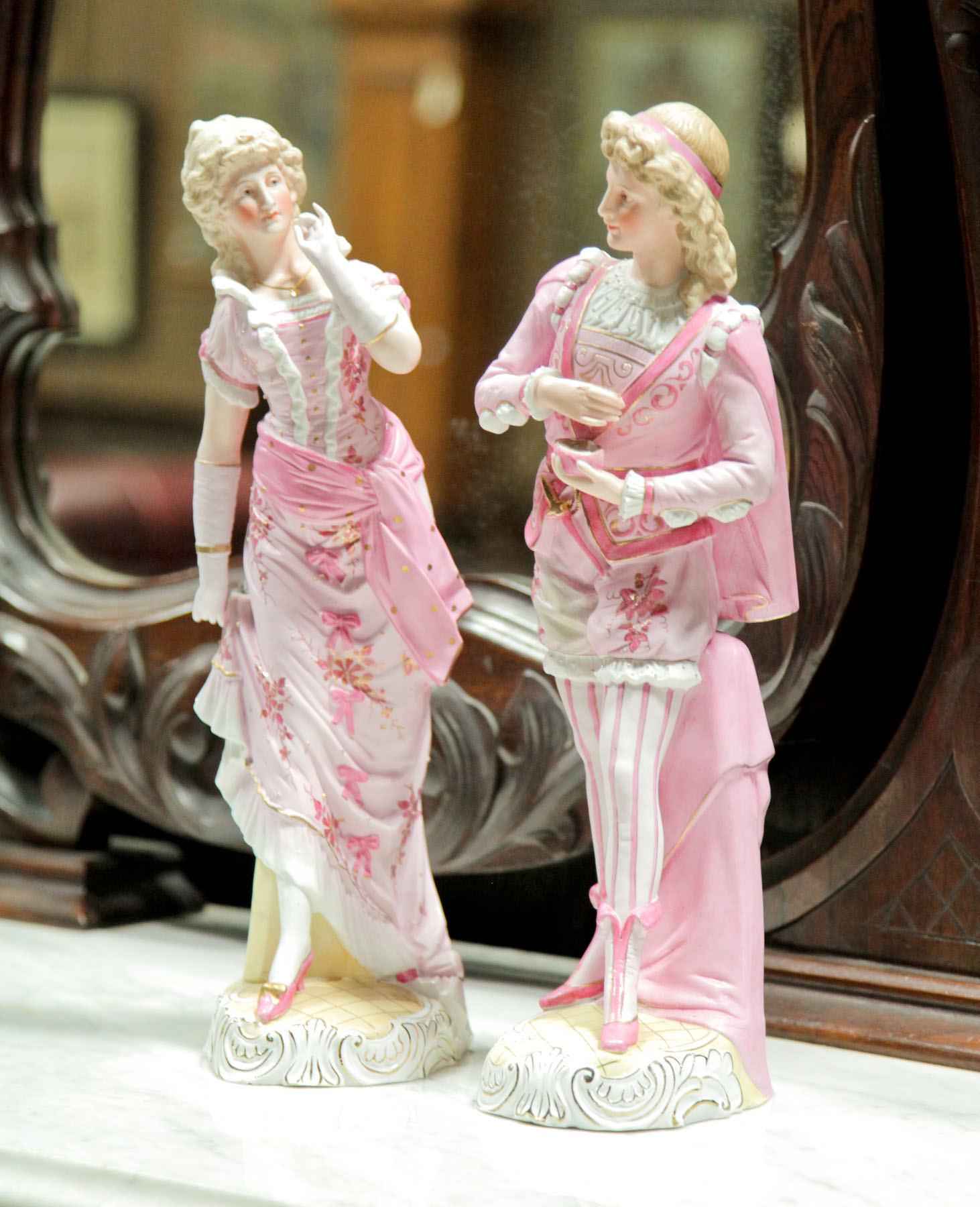 Appraisal: PAIR OF BISQUE FIGURES Germany early th century Figures of