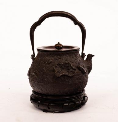 Appraisal: A Japanese cast iron Tetsubin kettle th Century with bronze