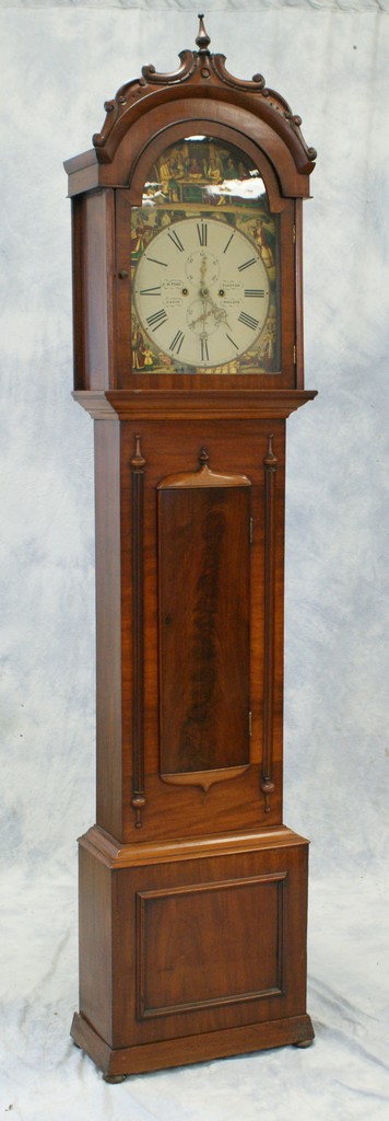 Appraisal: Mahogany Scottish tall clock day brass movement subsidiary date and