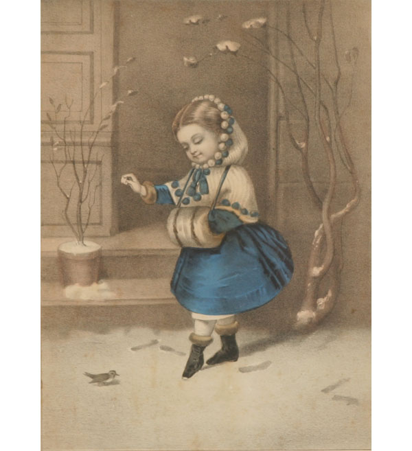 Appraisal: Currier Ives Little Songbird and The Flower Vase hand colored