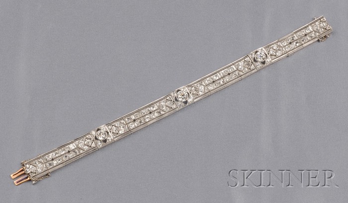 Appraisal: Art Deco Platinum and Diamond Bracelet Henry Blank Co set