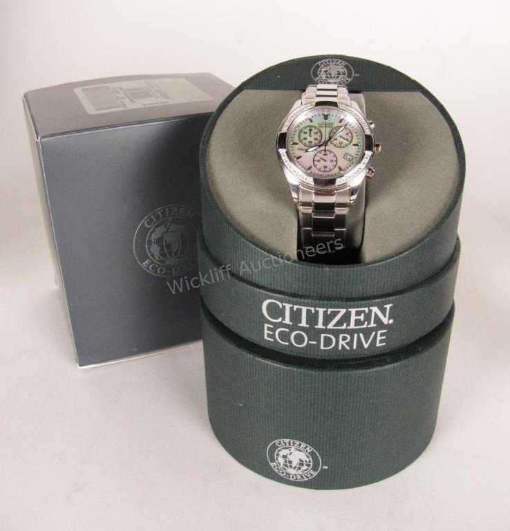 Appraisal: A lady's stainless steel Citizen Eco Drive watch with mother-of-pearl