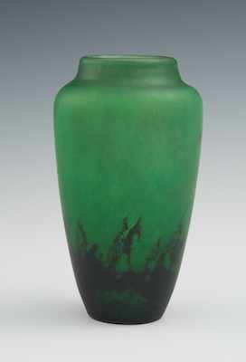 Appraisal: A Daum Nancy Art Glass Vase Mottled emerald green cast