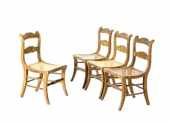 Appraisal: Set of four Philadelphia Classical paint-decorated side chairs circa shaped