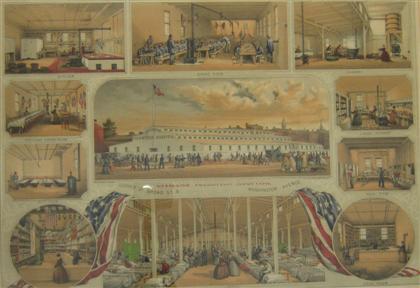 Appraisal: Civil War Volunteer Saloons colored lithographs 'Citizens Volunteer Hospital' x