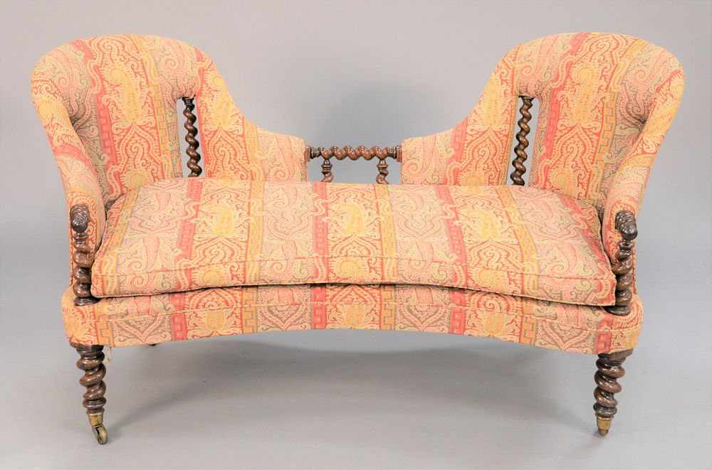 Appraisal: Victorian Hunzinger upholstered settee having shaped back ht lg Victorian